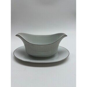 Wentworth China Princess Gravy Boat Underplate Platinum Trim White - 1 piece